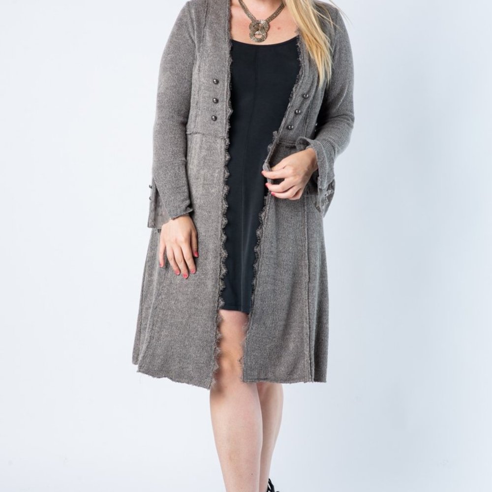 VOCAL BROWN cardigan duster western studded military MAGNOLIA BOHEMIAN WRAP S-3X - Picture 13 of 16